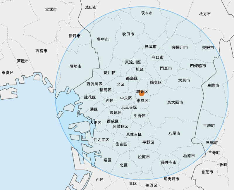 福永記念診療所の訪問エリア