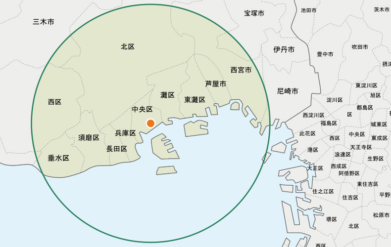 玄冬庵クリニックの訪問エリア